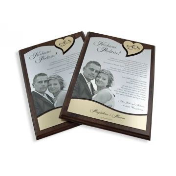 HOCHZEITSURKUNDE - DS011 - Dankeschön für die Eltern mit großem Foto - Set von 2 Stück.