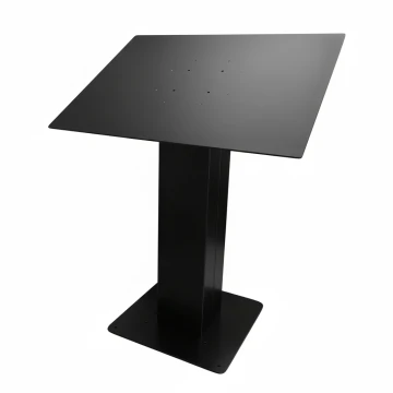 Stahlständer für taktile Pläne, schwarz pulverbeschichtet – Vorderansicht.