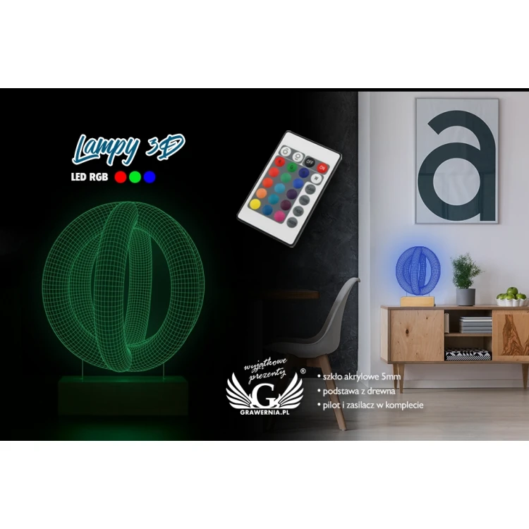 Abstrakt 1 - 3D LED RGB Lampe mit Fernbedienung - L3D017