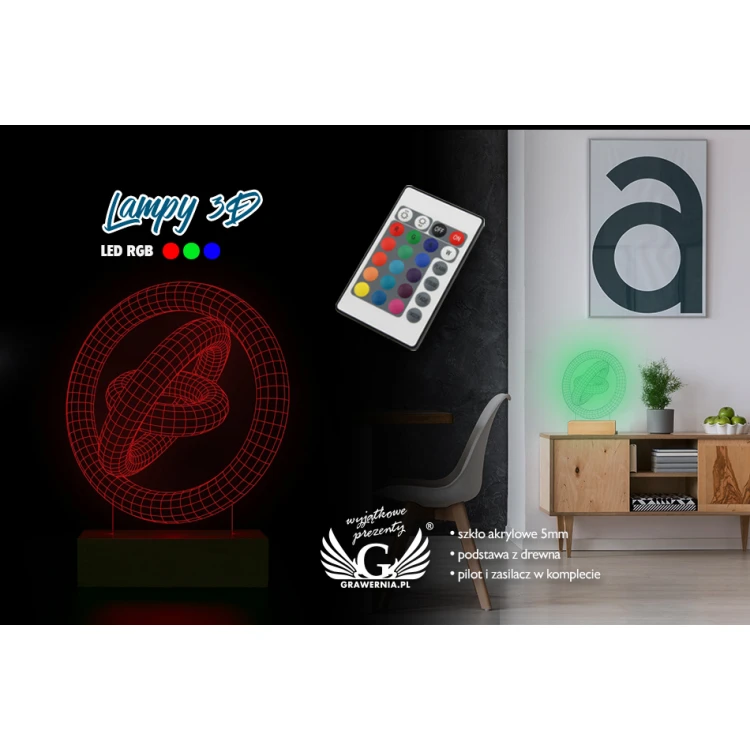 Abstrakt 2 - 3D LED RGB Lampe mit Fernbedienung - L3D018