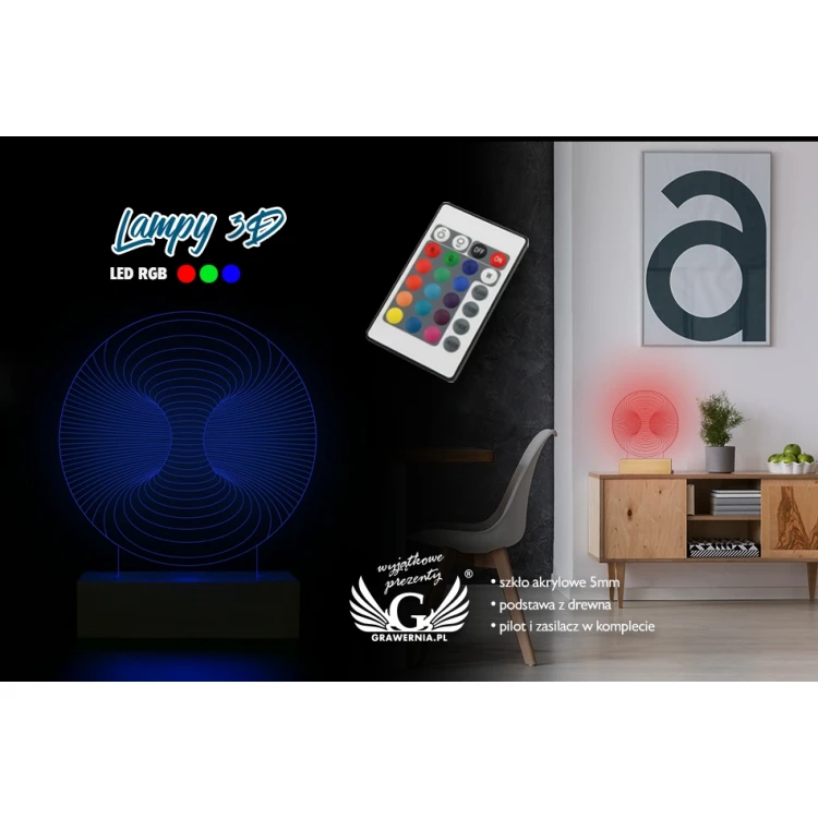 Abstrakt 3 - 3D LED RGB Lampe mit Fernbedienung - L3D019