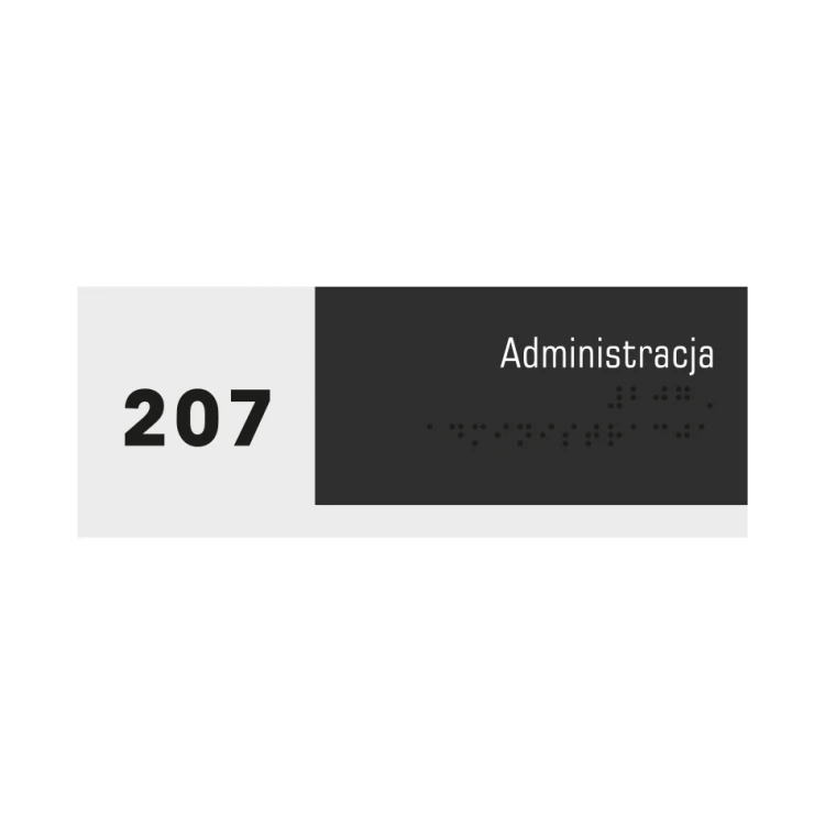 Verwaltung - Schild mit Braille-Schrift - gefrostetes Acryl und schwarze ADA Abm. 200x75mm - NORD - TAB322