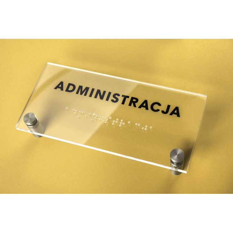 Verwaltung - Plexiglasschild mit Brailleschrift auf Abstandshaltern - Maße 160x75mm - TAB271