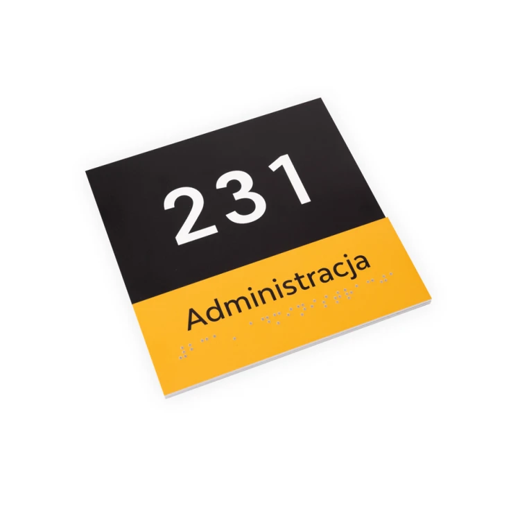 Verwaltung - Schild mit Braille-Schrift - Größe 150x150mm - Hartes PVC - SUN - TAB321