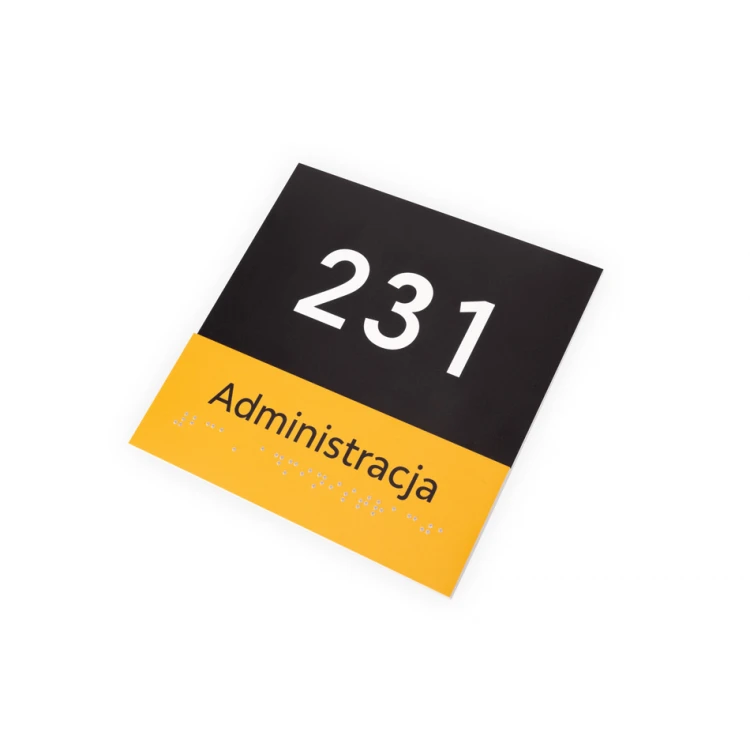 Verwaltung - Schild mit Braille-Schrift - Größe 150x150mm - Hartes PVC - SUN - TAB321