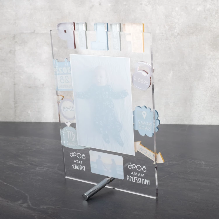 Akryl-Messlatte mit Foto - Taufgeschenk - MET010