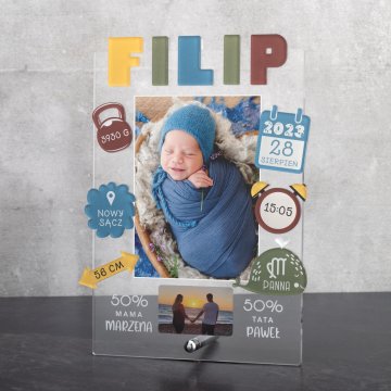Akryl-Messlatte mit Foto - Taufgeschenk - MET010