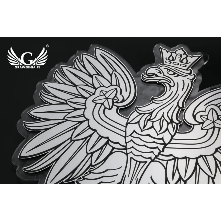 Graviertes Wappen von Polen - Plexiglas mit Gravierlaminat - Maße: 230x210mm - DEK015