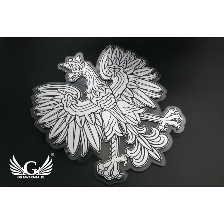 Graviertes Wappen von Polen - Plexiglas mit Gravierlaminat - Maße: 230x210mm - DEK015