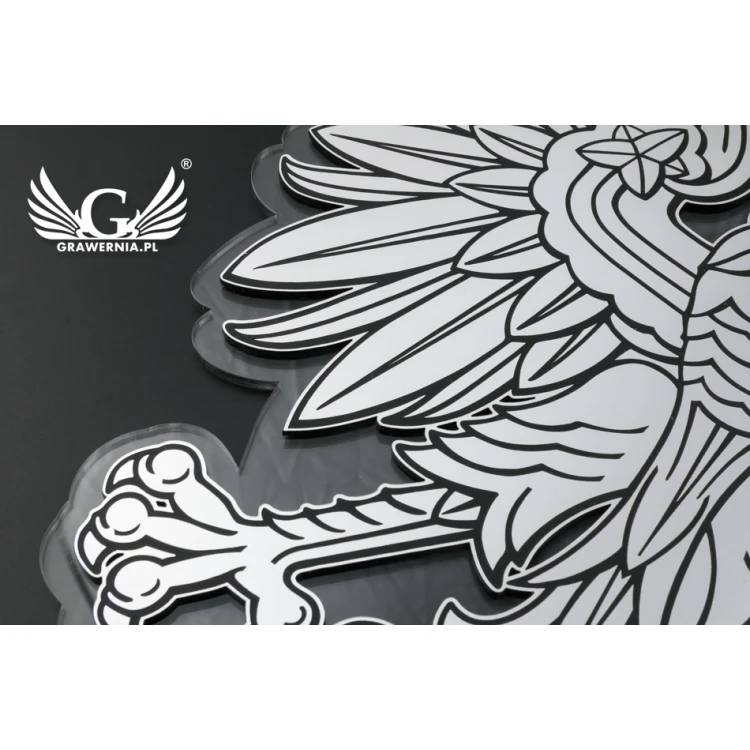 Graviertes Wappen von Polen - Plexiglas mit Gravierlaminat - Maße: 230x210mm - DEK015