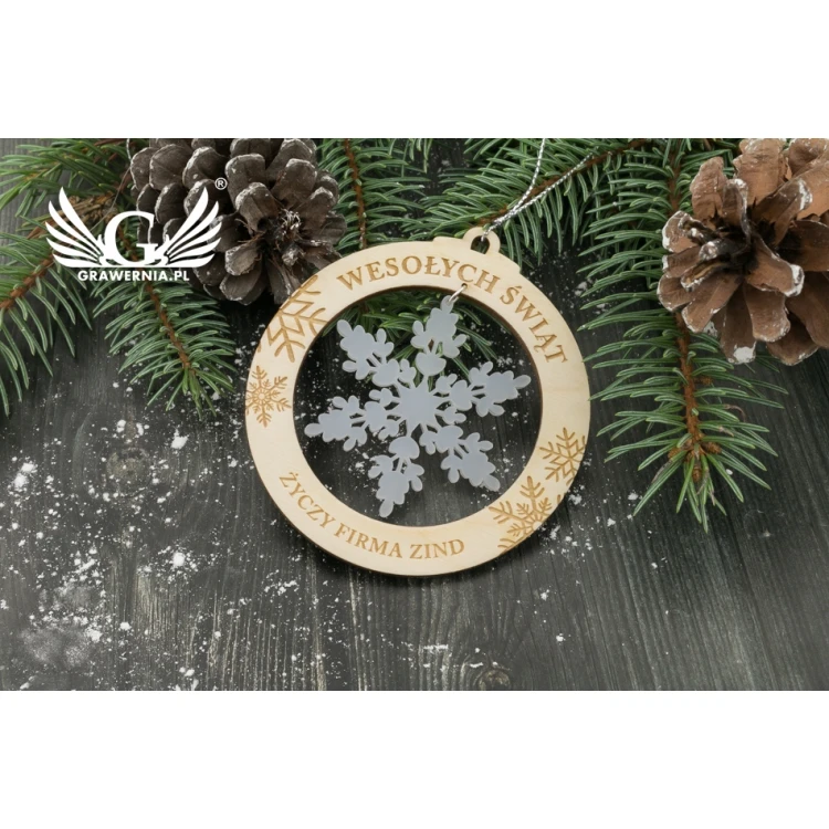Weihnachtsbaumkugeln aus Holz und Plexiglas - Größe 80x86mm - beliebige Gravur - BDR021