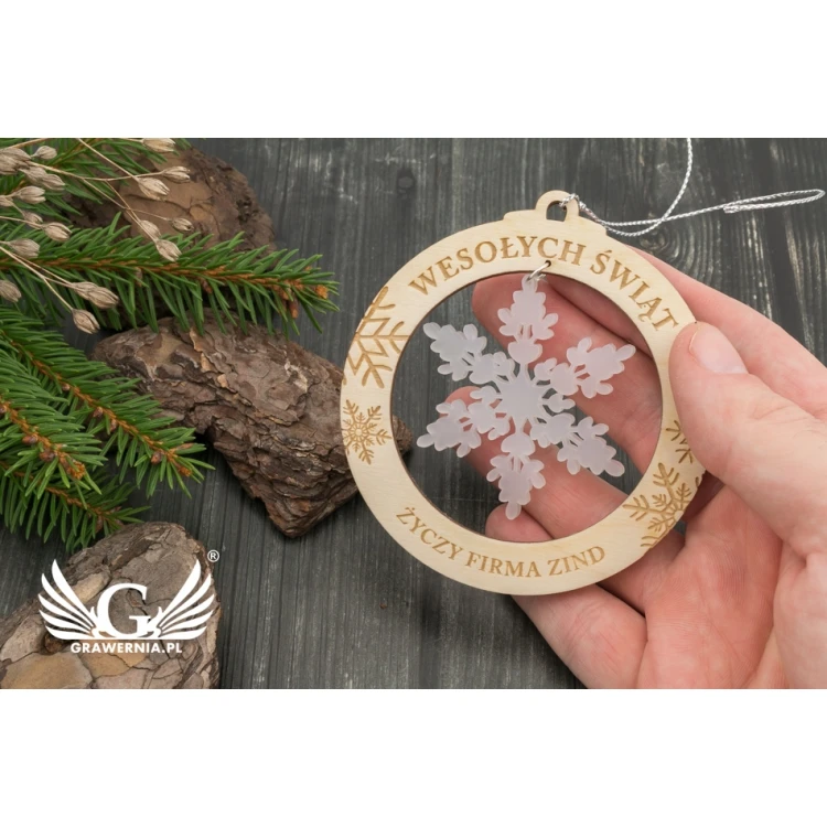 Weihnachtsbaumkugeln aus Holz und Plexiglas - Größe 80x86mm - beliebige Gravur - BDR021