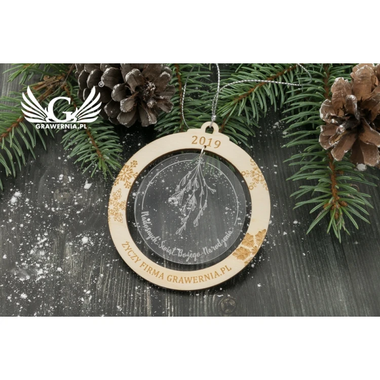 Weihnachtsbaumkugeln aus Holz und Plexiglas - Größe 80x86mm - beliebige Gravur - BDR022