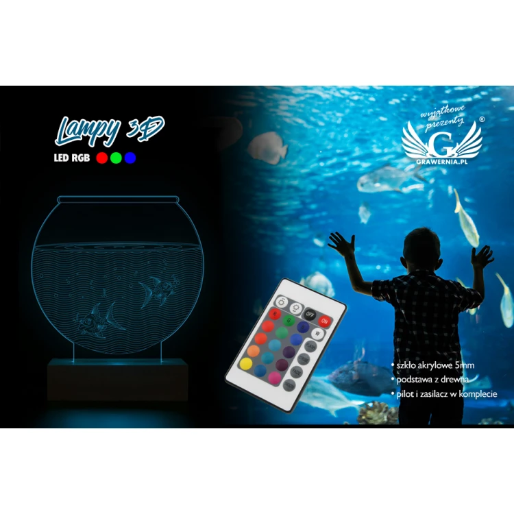 Aquarium - 3D LED RGB Lampe mit Fernbedienung - L3D012