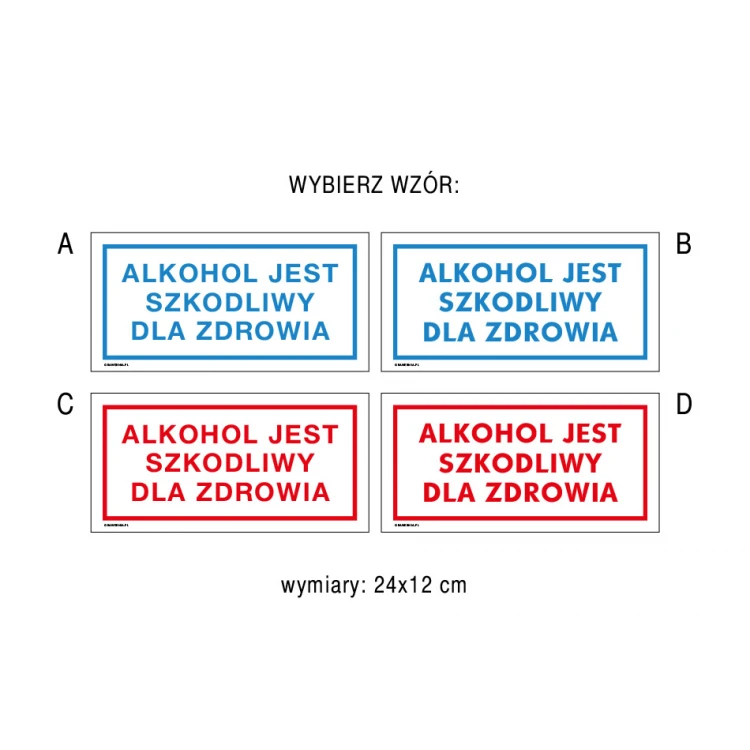 Alkohol ist gesundheitsschädlich - Schild für Geschäfte Größe 240x120mm - PVC - farbiger UV-Druck - TAB247