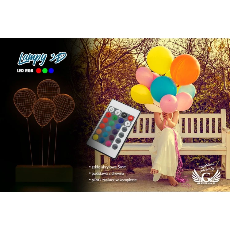 Ballons - 3D LED RGB Lampe mit Fernbedienung - L3D014