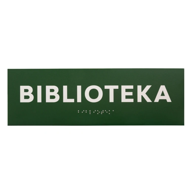 Bibliothek - Tür- oder Wandtafel mit Braille-Schrift - Größe 310x100mm - PVC - UV-Druck - TAB284