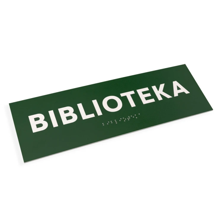 Bibliothek - Tür- oder Wandtafel mit Braille-Schrift - Größe 310x100mm - PVC - UV-Druck - TAB284