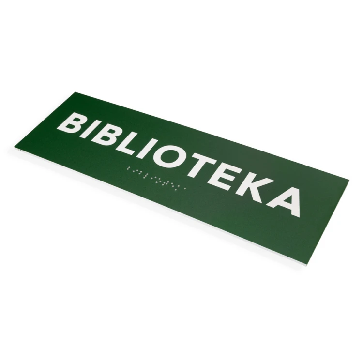 Bibliothek - Tür- oder Wandtafel mit Braille-Schrift - Größe 310x100mm - PVC - UV-Druck - TAB284