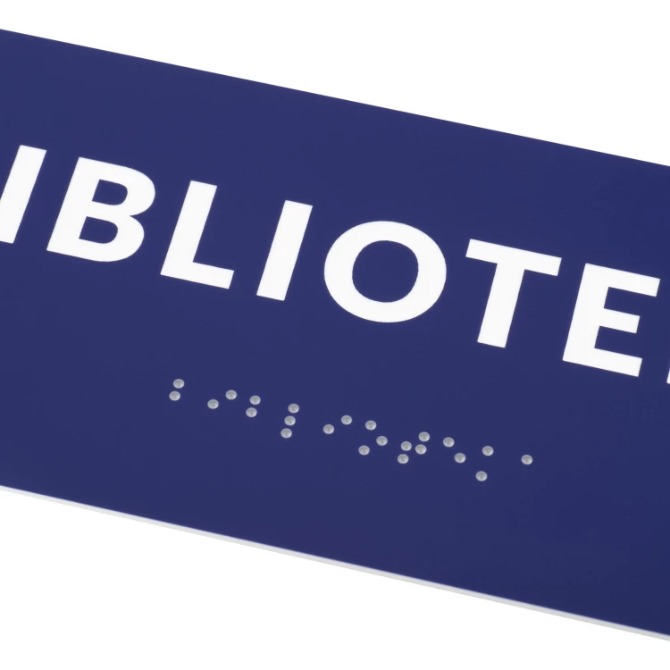 Bibliothek - Tür- oder Wandtafel mit Braille-Schrift - Größe 200x80mm - TAB557