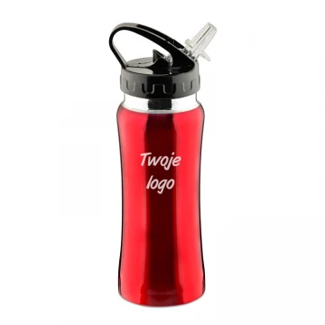 Sportflasche 550 ml - aus Stahl - Farbe Rot