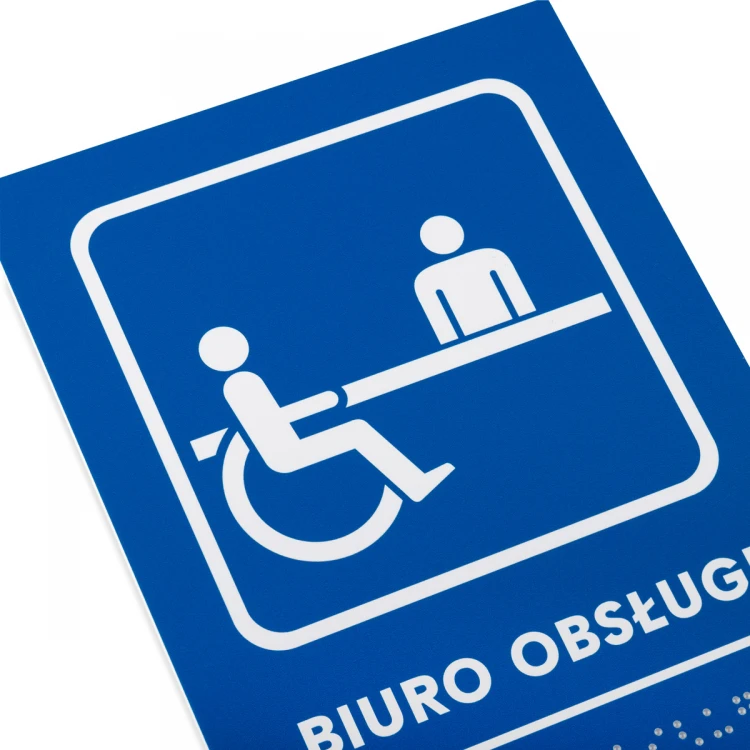 Kundendienstbüro - Schild mit Brailleschrift - Größe 140x190mm - Hartes PVC - TAB480