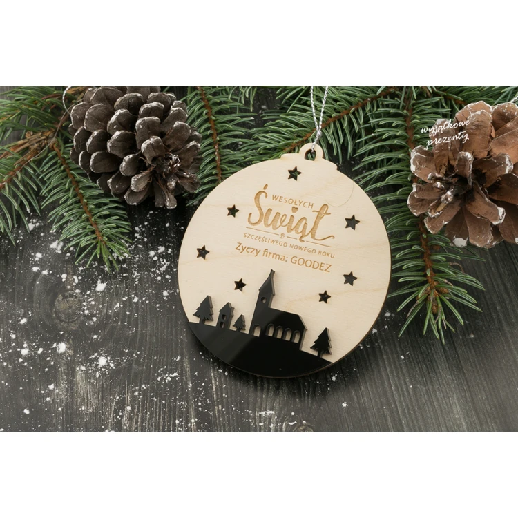 Weihnachtsbaumkugeln aus Holz und Plexiglas - Größe 80x86mm - beliebige Gravur - BDR020