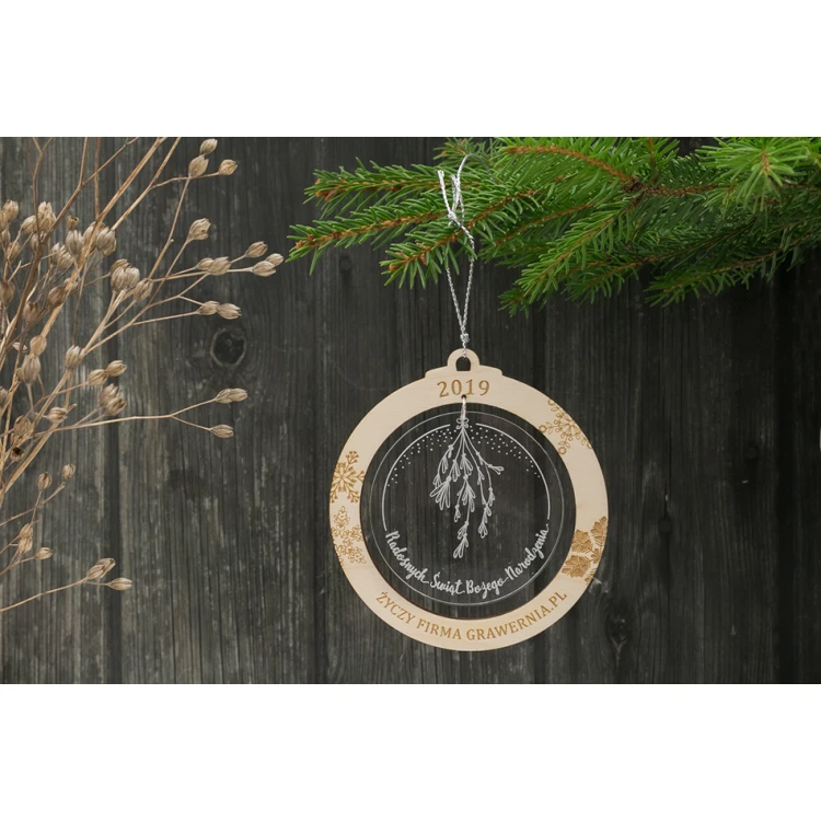 Weihnachtsbaumkugeln aus Holz und Plexiglas - Größe 80x86mm - beliebige Gravur - BDR022