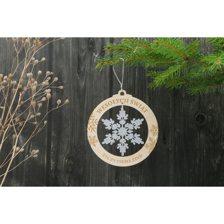 Weihnachtsbaumkugeln aus Holz und Plexiglas - Größe 80x86mm - beliebige Gravur - BDR021