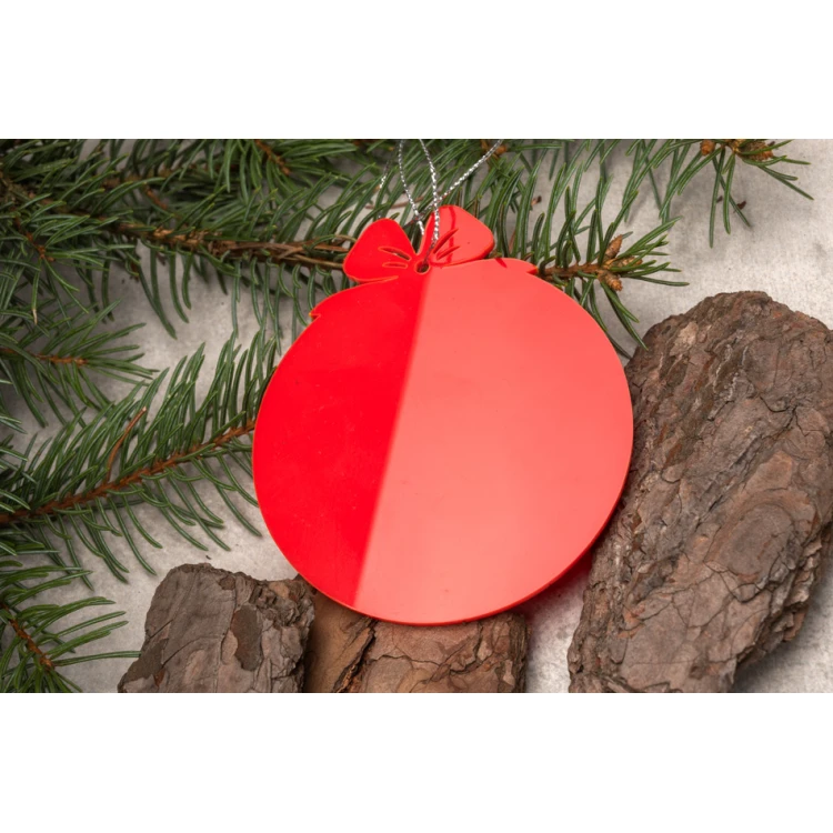 Weihnachtsbaumkugeln aus rotem Plexiglas - Größe 80x93mm - beliebiger Druck - BDR037