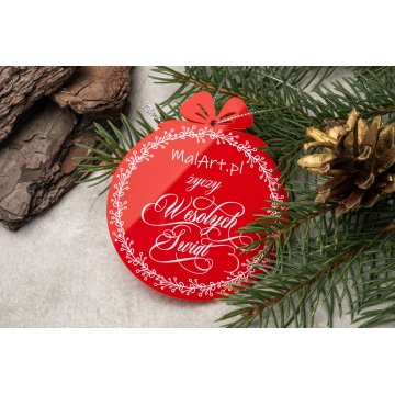 Weihnachtsbaumkugeln aus rotem Plexiglas - Größe 80x93mm - beliebiger Druck - BDR037