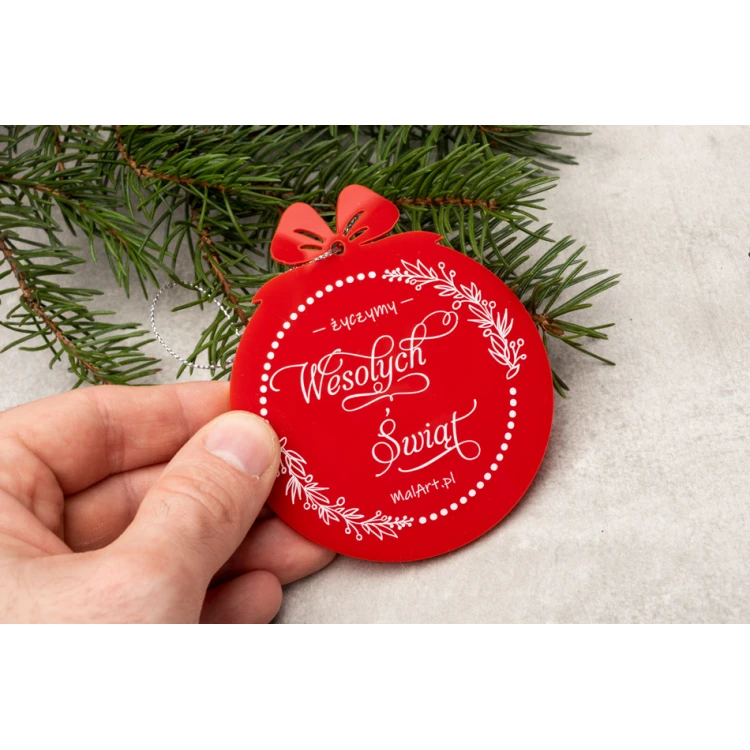 Weihnachtsbaumkugeln aus rotem Plexiglas - Größe 76x89mm - beliebiger Druck - BDR038