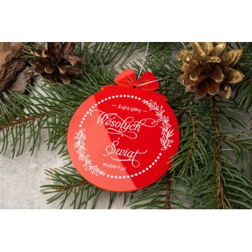 Weihnachtsbaumkugeln aus rotem Plexiglas - Größe 76x89mm - beliebiger Druck - BDR038