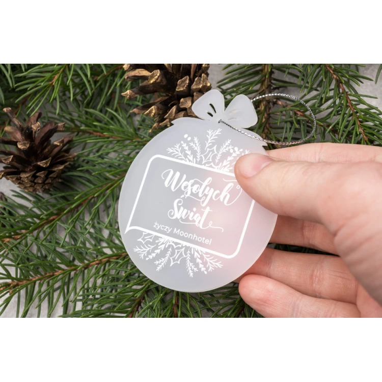 Weihnachtsbaumkugeln aus Plexi Frost - Größe 71x82mm - beliebiger Druck - BDR035
