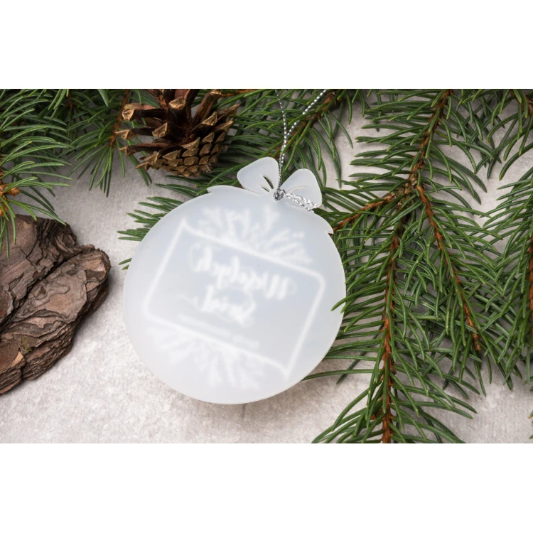 Weihnachtsbaumkugeln aus Plexi Frost - Größe 71x82mm - beliebiger Druck - BDR035
