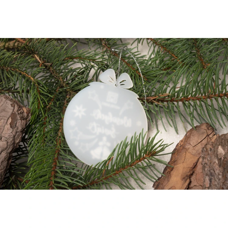 Weihnachtsbaumkugeln aus Plexi Frost - Größe 71x82mm - beliebiger Druck - BDR034