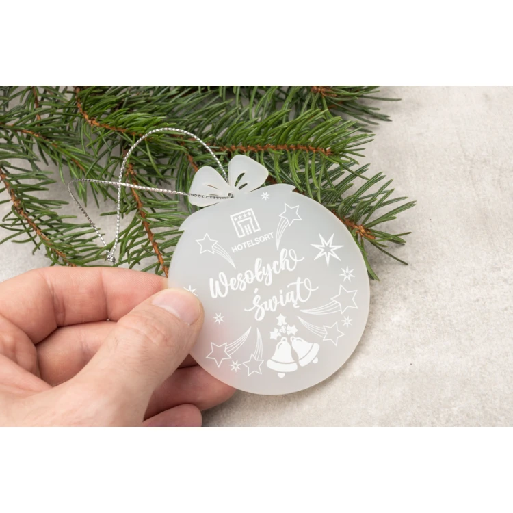 Weihnachtsbaumkugeln aus Plexi Frost - Größe 71x82mm - beliebiger Druck - BDR034