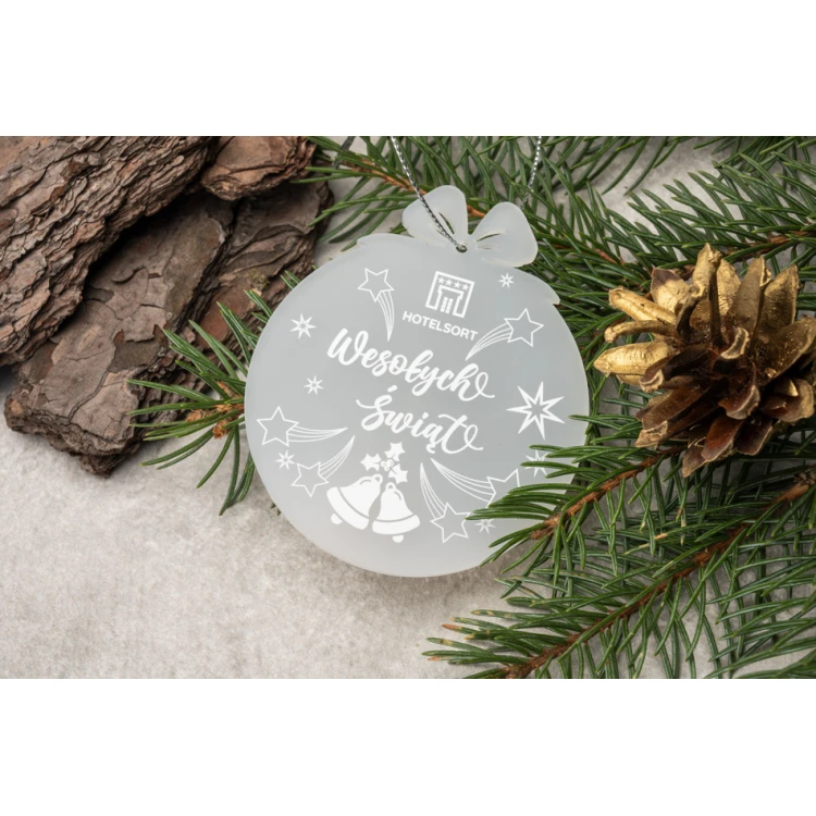 Weihnachtsbaumkugeln aus Plexi Frost - Größe 71x82mm - beliebiger Druck - BDR034