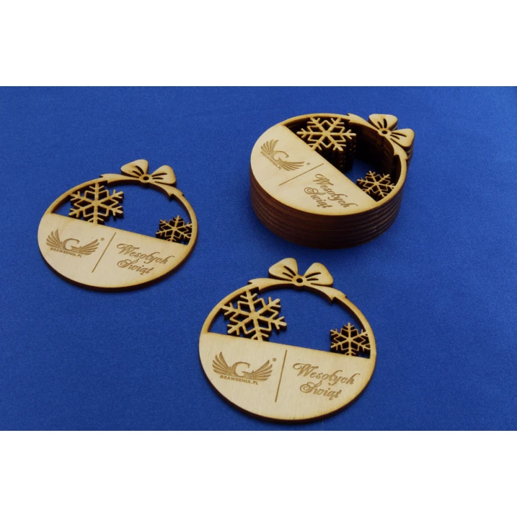 Weihnachtsbaumkugeln aus Sperrholz mit beliebiger Gravur - Abmessungen 71x82mm - BDR001