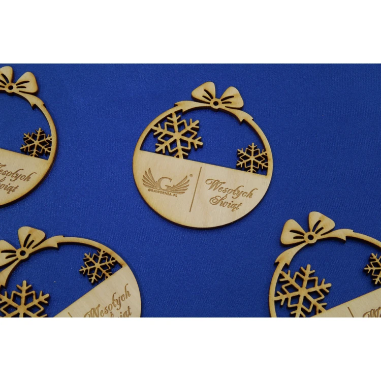 Weihnachtsbaumkugeln aus Sperrholz mit beliebiger Gravur - Abmessungen 71x82mm - BDR001