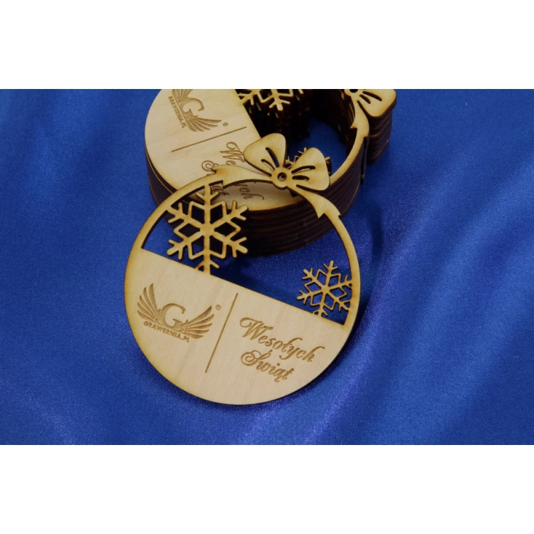 Weihnachtsbaumkugeln aus Sperrholz mit beliebiger Gravur - Abmessungen 71x82mm - BDR001