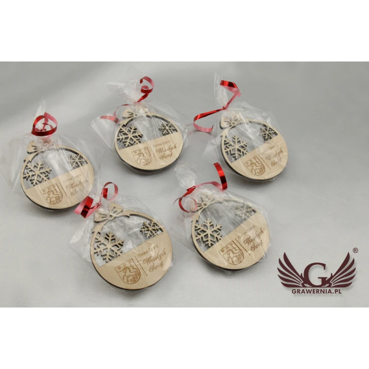 Weihnachtsbaumkugeln aus Sperrholz mit beliebiger Gravur - Abmessungen 71x82mm - BDR001
