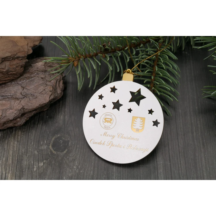 Weihnachtsbaumkugeln aus goldenem Plexiglas - Größe 60x69mm - beliebiger UV-Druck - BDR025