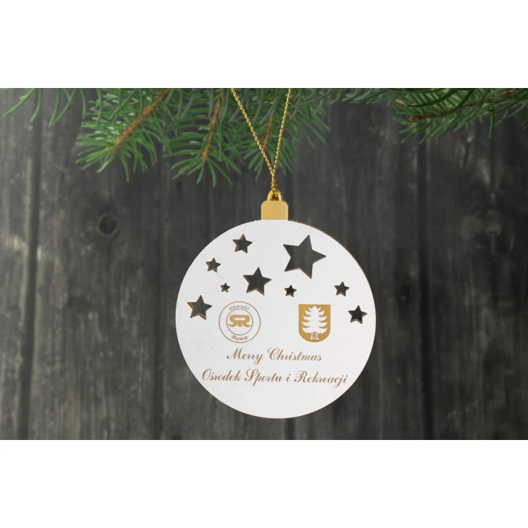 Weihnachtsbaumkugeln aus goldenem Plexiglas - Größe 60x69mm - beliebiger UV-Druck - BDR025