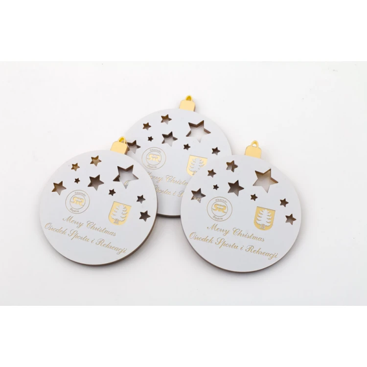 Weihnachtsbaumkugeln aus goldenem Plexiglas - Größe 60x69mm - beliebiger UV-Druck - BDR025