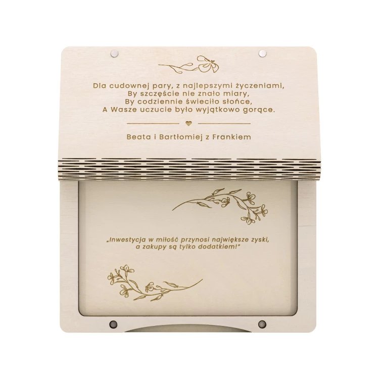 Spardose mit Gravur und Widmung - personalisiertes Hochzeitsgeschenk - Größe 110x170mm - SNP002