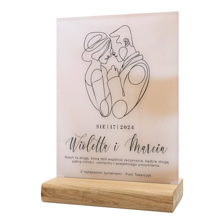Acryl-Statuette auf Holzsockel - Hochzeitsgeschenk - Höhe 21 cm - DTA142