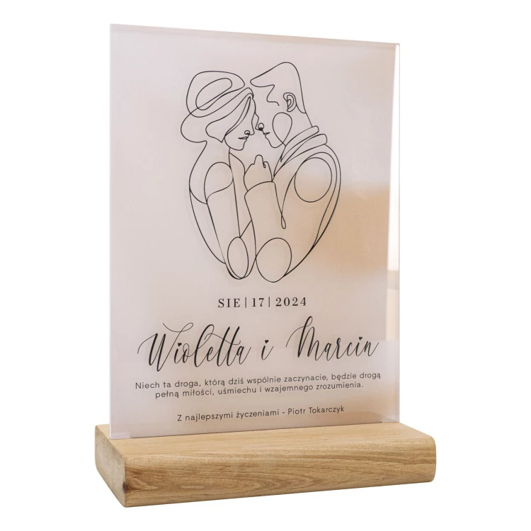 Acryl-Statuette auf Holzsockel - Hochzeitsgeschenk - Höhe 21 cm - DTA142
