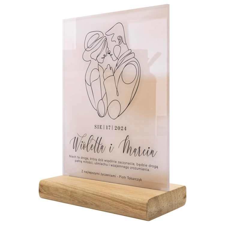 Acryl-Statuette auf Holzsockel - Hochzeitsgeschenk - Höhe 21 cm - DTA142