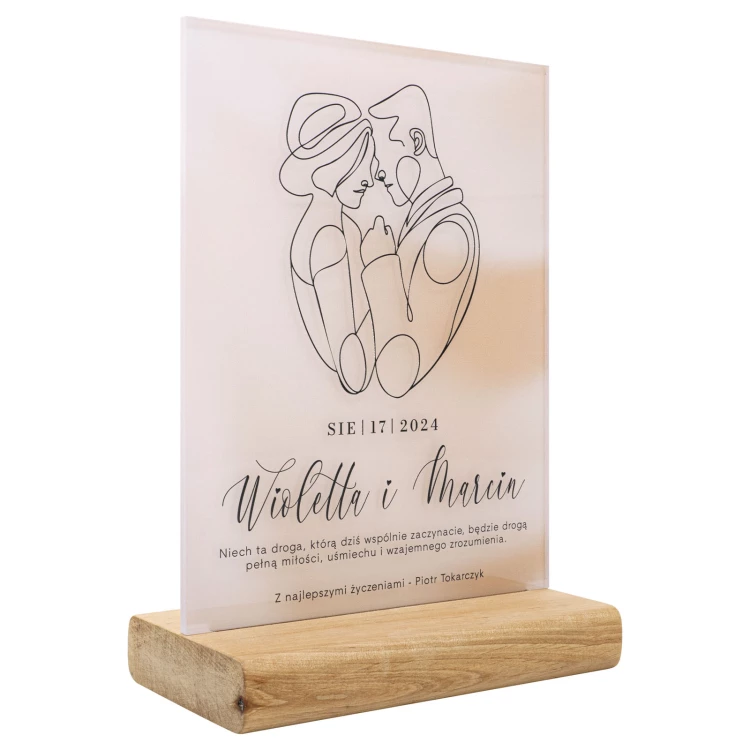 Acryl-Statuette auf Holzsockel - Hochzeitsgeschenk - Höhe 21 cm - DTA142